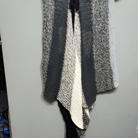 BCBGMAXAZRIA Knitted Open Duster Cardigan Size xl black/white/grey - Picture 2 of 7